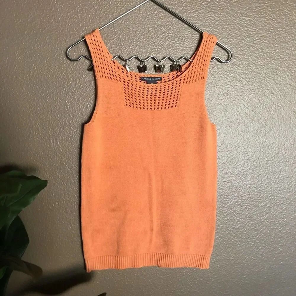 Chelsea & Theodore Orange Knitted Tank Top